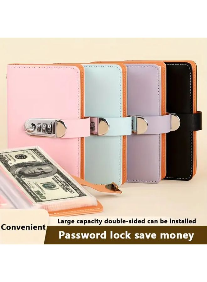 Pink Combination Lock Wallet Secure Metal Clasp Large Capacity Anti Theft Travel Cash Organizer - Image 2