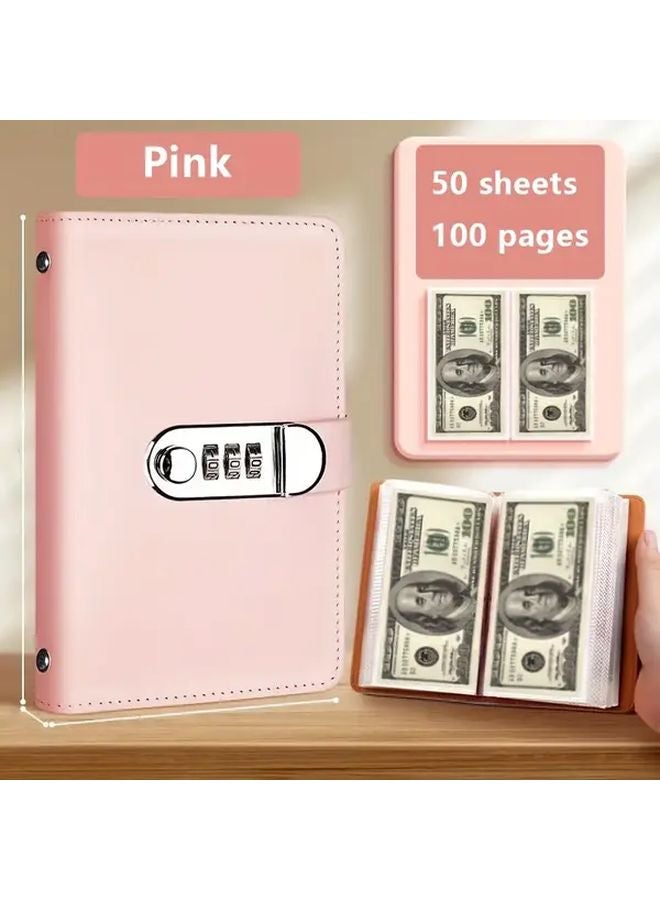 Pink Combination Lock Wallet Secure Metal Clasp Large Capacity Anti Theft Travel Cash Organizer - Image 1