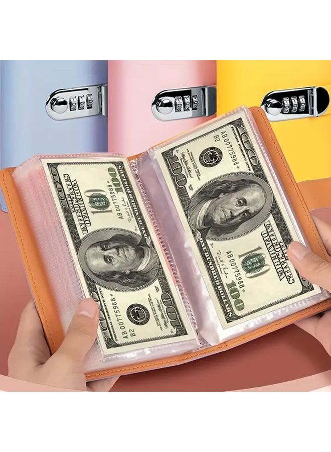 Pink Combination Lock Wallet Secure Metal Clasp Large Capacity Anti Theft Travel Cash Organizer - Image 5