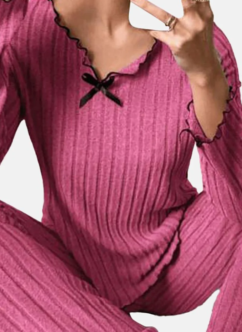 يونيكي Pink Solid Pyjamas & Top