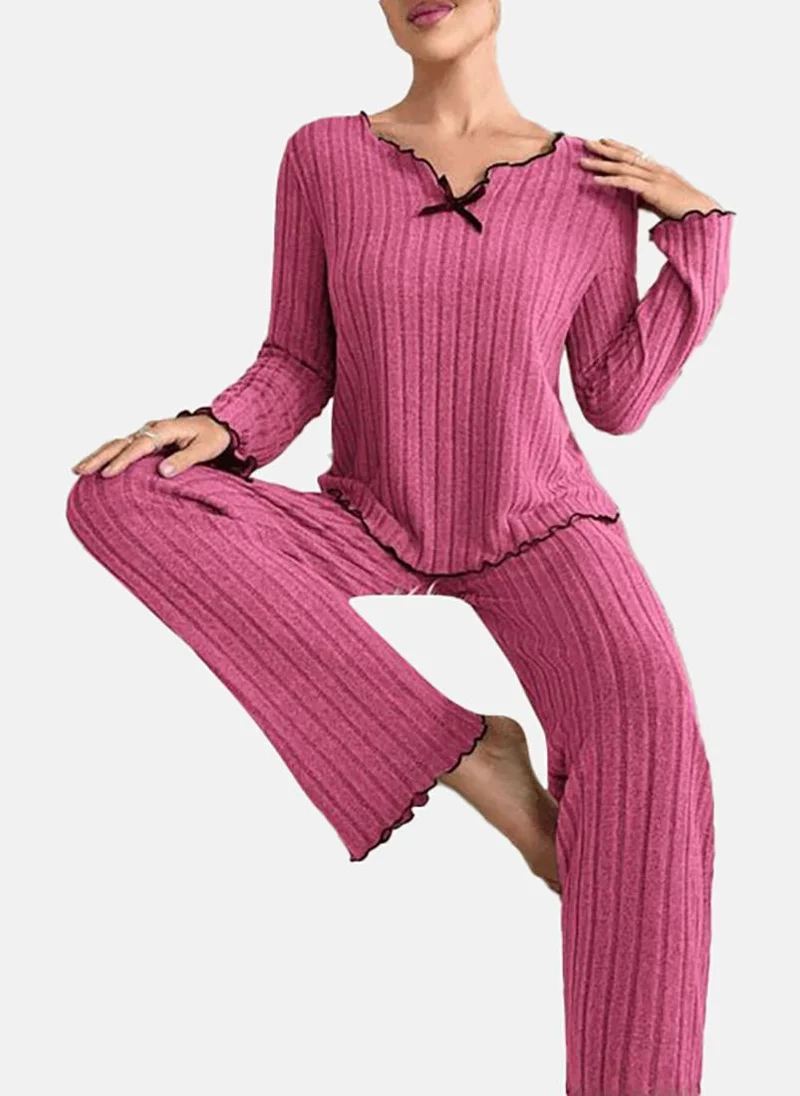 يونيكي Pink Solid Pyjamas & Top