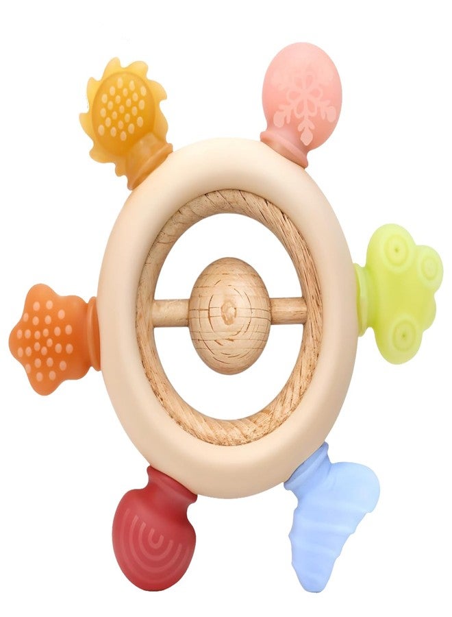 Onomie Baby Teething Toys for Babies 0-6 Months-Baby Teether,Anti-Drop Silicone Mitten Teething Toy for Soothing Sore Gums,Teething Pacifier,Baby Toys 6 to 12 Months-Ideal Travel Essentials for (Jelly Handle, Ring) - Image 1
