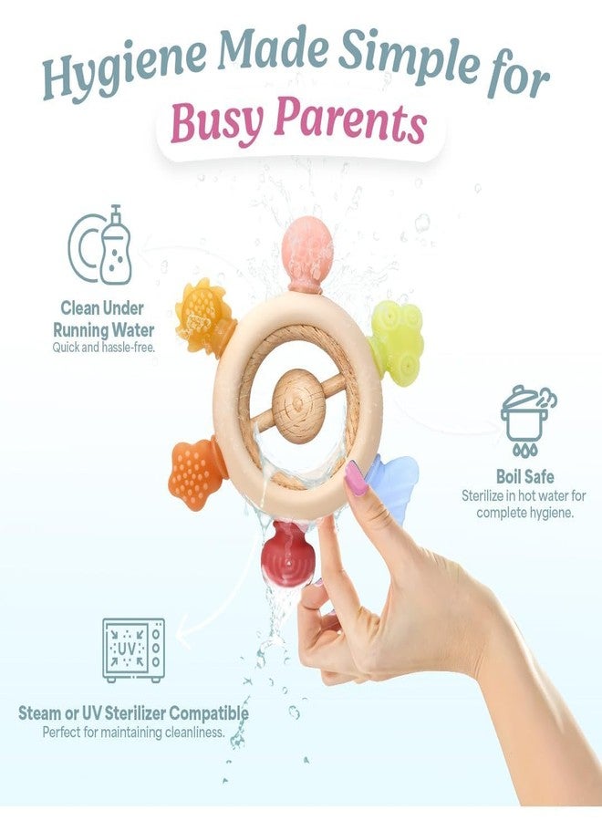 Onomie Baby Teething Toys for Babies 0-6 Months-Baby Teether,Anti-Drop Silicone Mitten Teething Toy for Soothing Sore Gums,Teething Pacifier,Baby Toys 6 to 12 Months-Ideal Travel Essentials for (Jelly Handle, Ring) - Image 5