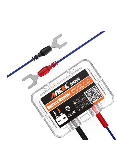 BM200 12V Car Battery Tester Bluetooth 4.2 Wireless Automotive Battery Tester Auto Battery Load Tester for Lithium Lead-Acid Batteries with Cranking Charging Test Alarm Record Voltage History