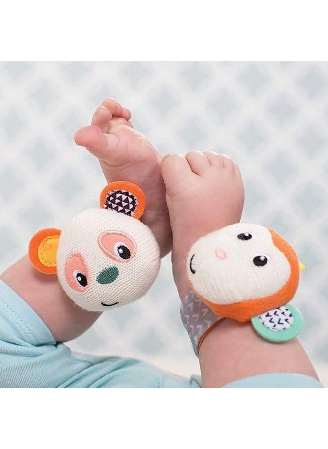infantino - Wrist Rattles Monkey Panda Baby Teething And Rattling Toy Multicolor Wrist Rattles Monkey Panda In206892 Large - Image 1