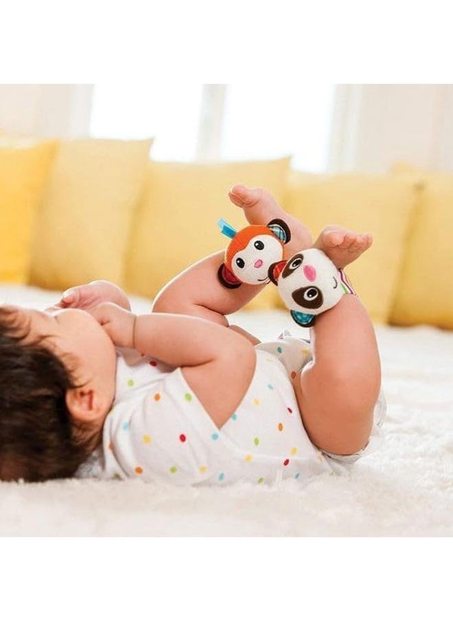 infantino - Wrist Rattles Monkey Panda Baby Teething And Rattling Toy Multicolor Wrist Rattles Monkey Panda In206892 Large - Image 1