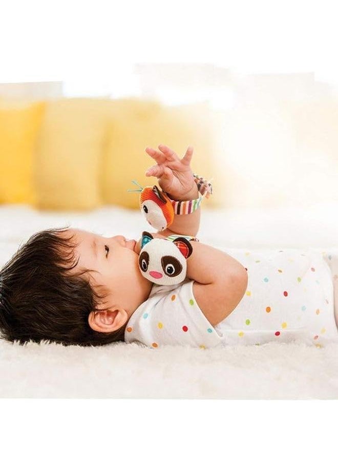 infantino - Wrist Rattles Monkey Panda Baby Teething And Rattling Toy Multicolor Wrist Rattles Monkey Panda In206892 Large - Image 1