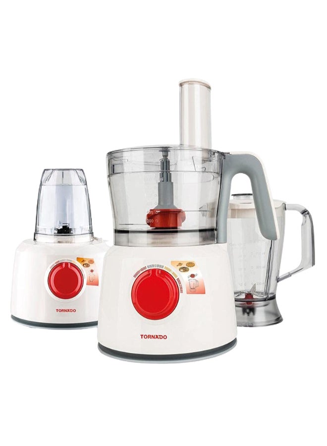 TORNADO Food Processor 1.2 Liter Bowl, 1 Liter Blender, 1000 W TFP-1000CC White - Image 2