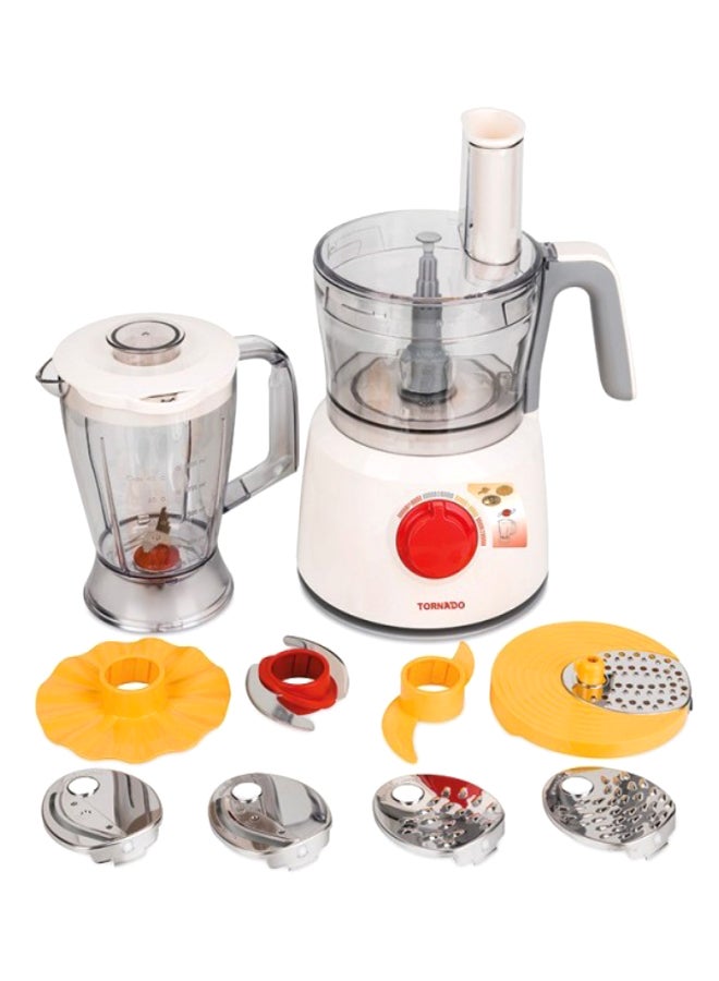 TORNADO Food Processor 1.2 Liter Bowl, 1 Liter Blender, 1000 W TFP-1000CC White - Image 1