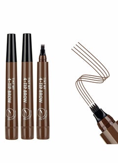 Y&D Dark Brown Eyebrow Pen 3 Pcs Waterproof 4 Point Pencil  - Image 1