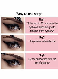 Y&D Dark Brown Eyebrow Pen 3 Pcs Waterproof 4 Point Pencil  - Image 3