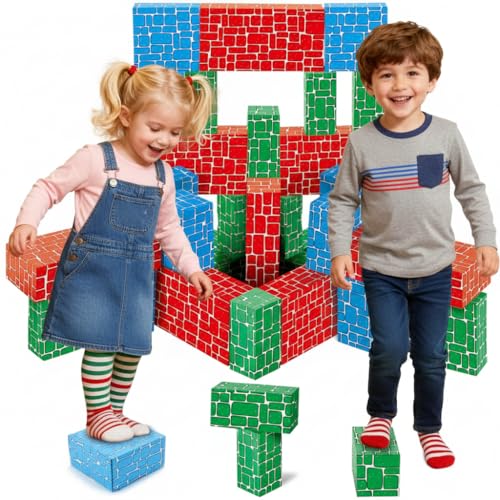 EP EXERCISE N PLAY Cardboard Building Block Exercise N Play 40pcs ExtraThick Jumbo Giant Building Blocks in 3 Sizes for Kids - Image 1