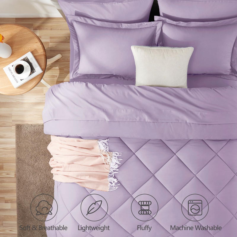 CozyLux Full Size Comforter Sets Light Purple - 7 Pieces Lavender Bed in a Bag Full, Luxury Soft Bed Set for All Seasons, Bedding Set with Down Alternative Comforter, Sheets, Pillowcases & Shams - Image 2