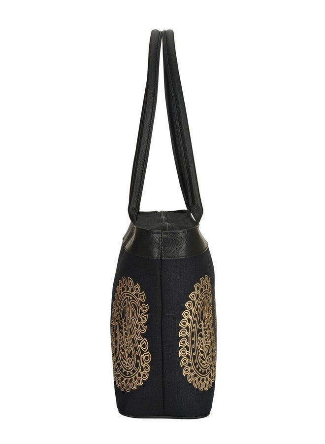 Jute Cottage Eco-Friendly Women's Shoulder Bag (Black) (JC 584) - Image 3