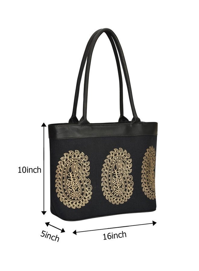 Jute Cottage Eco-Friendly Women's Shoulder Bag (Black) (JC 584) - Image 5