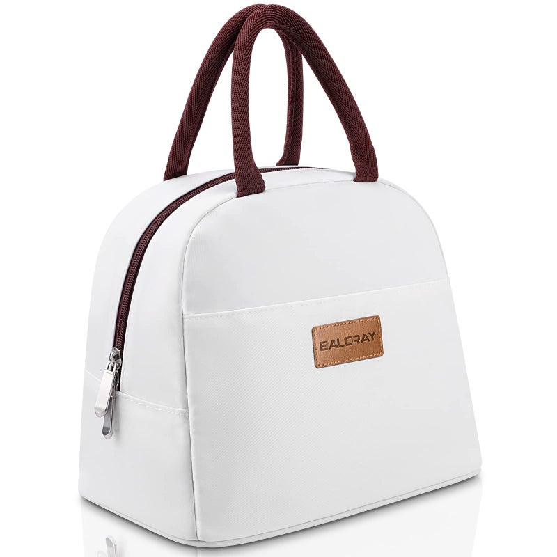 BALORAY Lunch Bag for Women Men Insulated Lunch Box for Adult Reusable Lunch Tote Bag for Work Picnic or Travel White