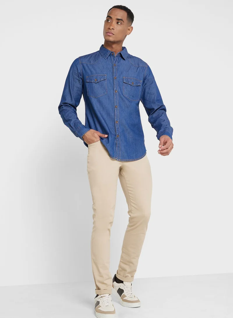 Thomas Scott Thomas Scott Men Blue Smart Slim Fit Opaque Casual Shirt