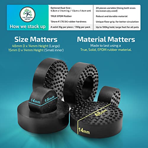 The Garden Gecko Little & Large Invisible Pot feet for Outdoor Plant pots and Flowers | A Plant Caddy with Floor Grip | 20 Pack Dual Size - Image 5