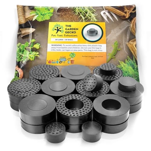 The Garden Gecko Little & Large Invisible Pot feet for Outdoor Plant pots and Flowers | A Plant Caddy with Floor Grip | 20 Pack Dual Size - Image 1