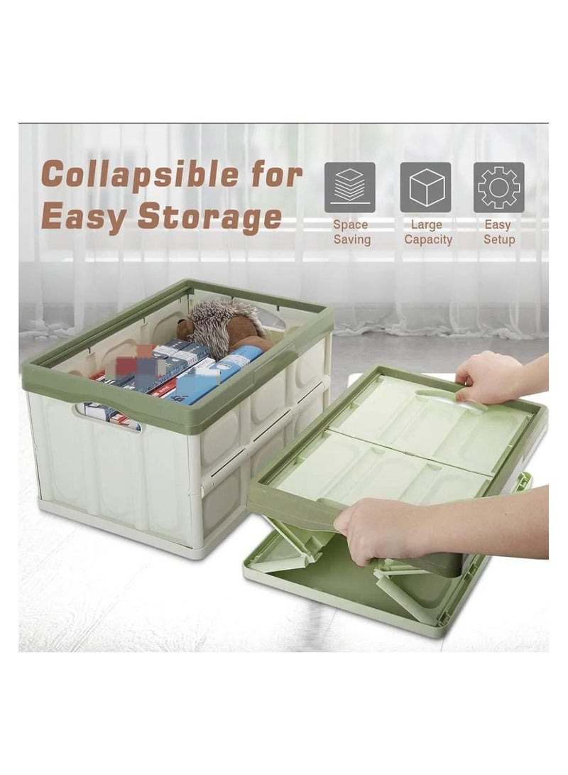 DARIYAH Durable Collapsible Storage Bins Stackable Containers Home Garage Storage Cube Organizer Plastic Folding Utility Crate Storage Bin with Lid Basket for Clothes Toys Books Grocery 52L - Image 5