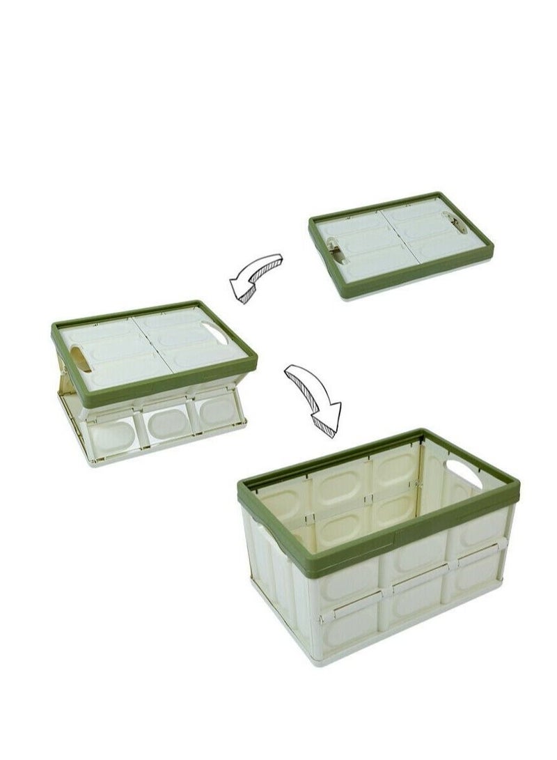 DARIYAH Durable Collapsible Storage Bins Stackable Containers Home Garage Storage Cube Organizer Plastic Folding Utility Crate Storage Bin with Lid Basket for Clothes Toys Books Grocery 52L - Image 2