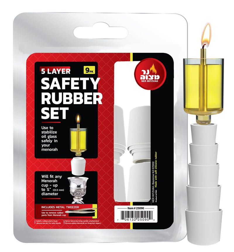 Ner Mitzvah Safety Rubber Set for Oil Candle Cups  5 Layer  9 Pack  for Hanukkah Menorah Oil Cups and Shabbos Candles in Canadlabras