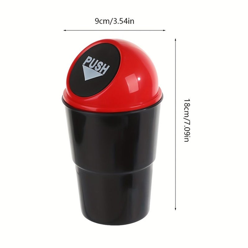 Red Push Button Car Trash Bin Portable Car Garbage Can Sport Compact Waste Disposal - Image 3