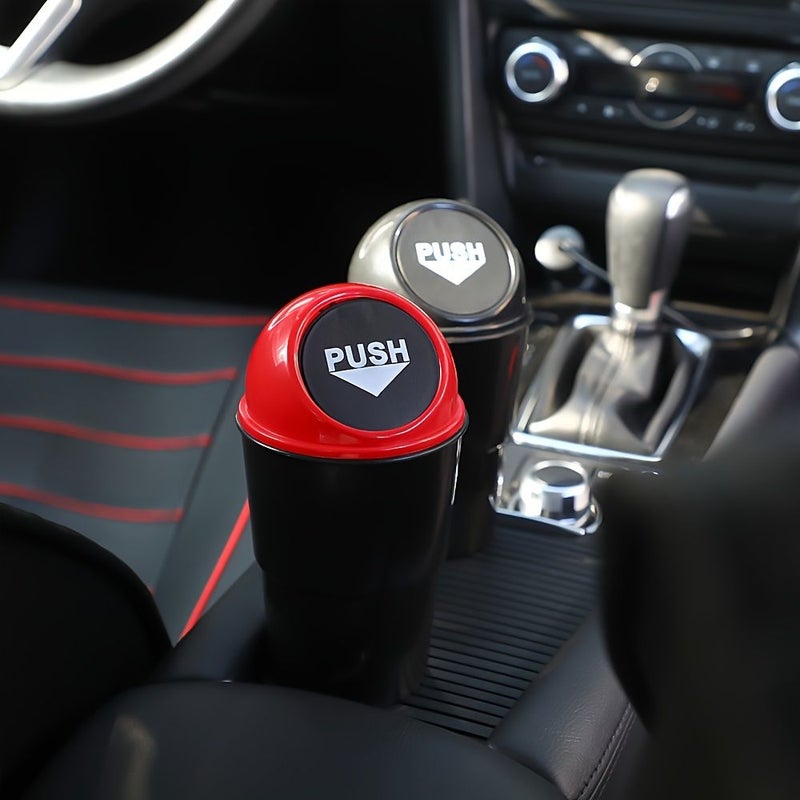 Red Push Button Car Trash Bin Portable Car Garbage Can Sport Compact Waste Disposal - Image 4