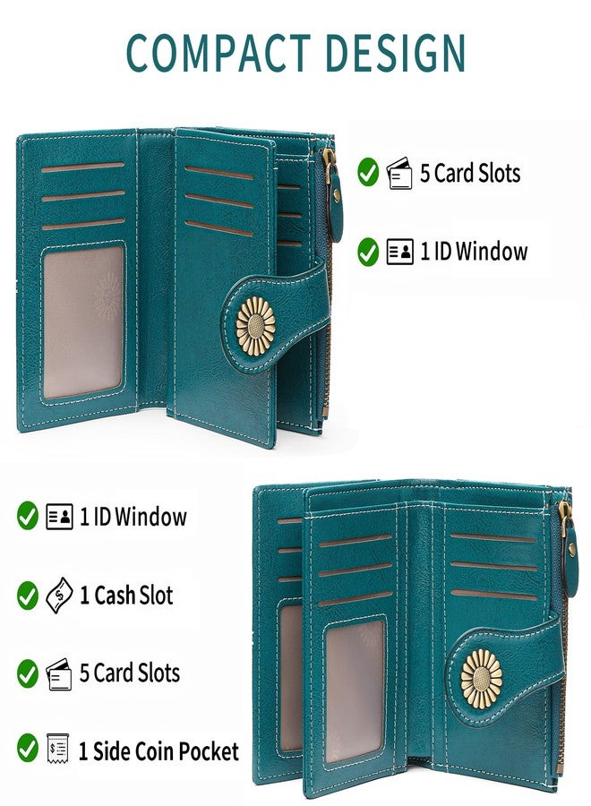 SENDEFN Small Womens Wallet Leather Bifold Card Holder RFID Blocking with Zipper Coin Pocket - Image 2