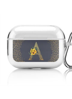 Classic Clear printed Case for Apple AirPods Pro 2nd Generation Thin Transparent Cover - Custom Monogram Initial Letter Mandala Floral Pattern Alphabet - A (Grey )