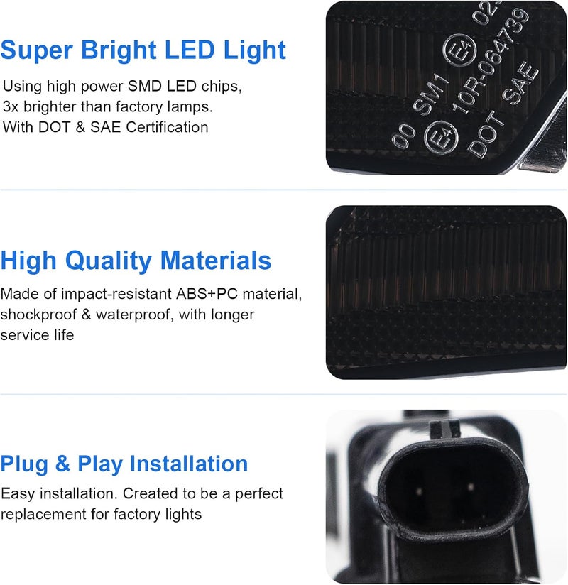 SHINEFIT Smoked LED Side Marker Light Replacement for 2020-2025 CT5 - Image 4