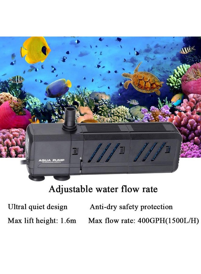 MQ 400GPH Submersible Water Pump (1500L/H, 15W) with Filters and Water Nozzles, Ultra Quiet for Aquarium, Fish Tank, Pond, Fountain, Hydroponics - Image 2