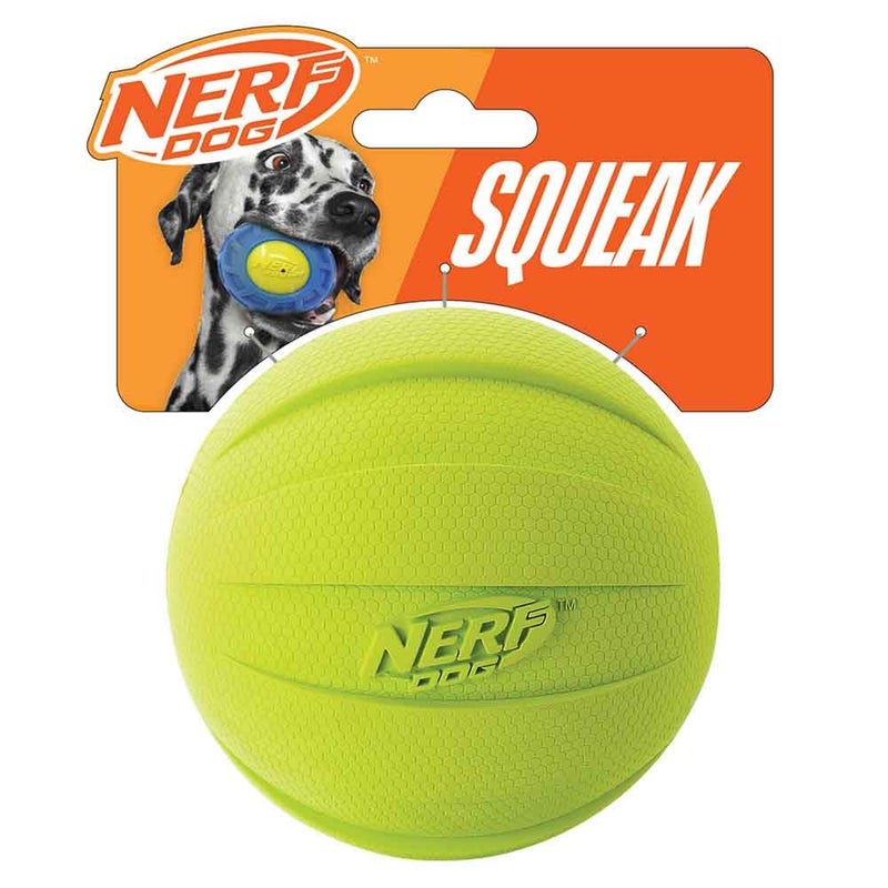 Nerf Dog Rubber Ball Dog Toy with Squeaker Lightweight Durable and Water Resistant 4 Inch Diameter for MediumLarge Breeds Single Unit Green - Image 2