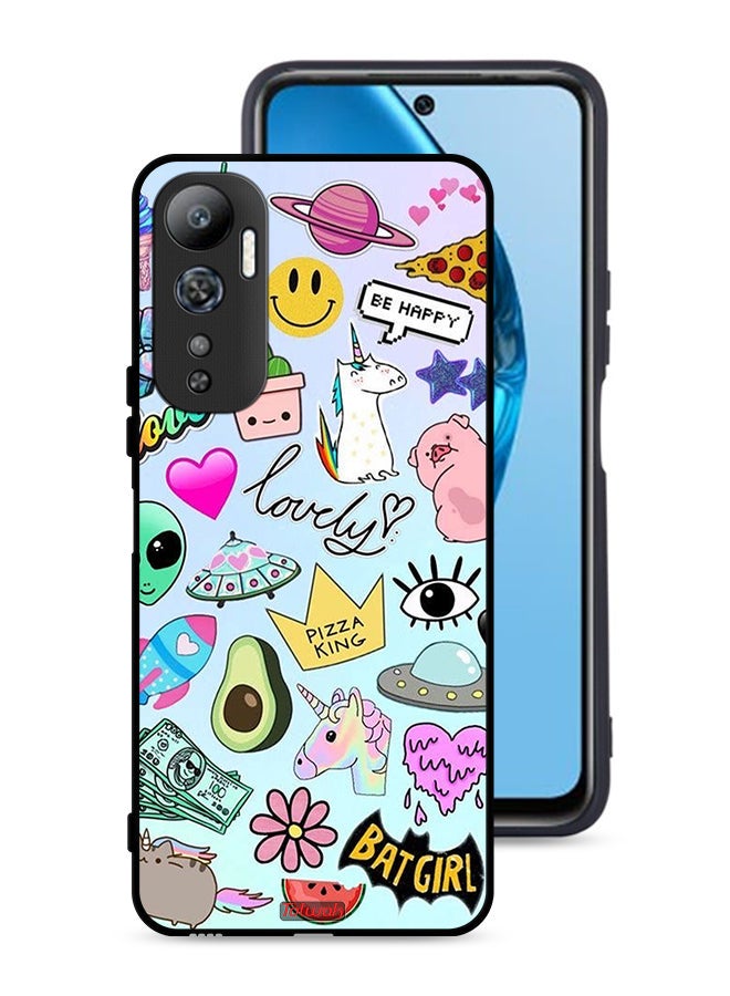 Tolwak Infinix Hot 20 4G Protective Case Cover Lovely Stickers - Image 1