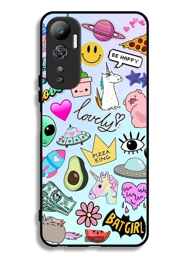 Tolwak Infinix Hot 20 4G Protective Case Cover Lovely Stickers - Image 2
