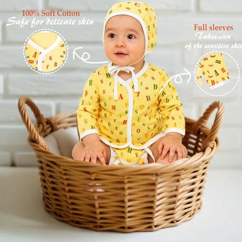 Toddylon New Born Baby Clothes Jhabla Set | Baby Dress | Front Open Shirt | Nappies | Caps | Cotton | Clothing Set | Sleepwear | Gift Combo | Boys & Girls (0-6 Months) - Image 5