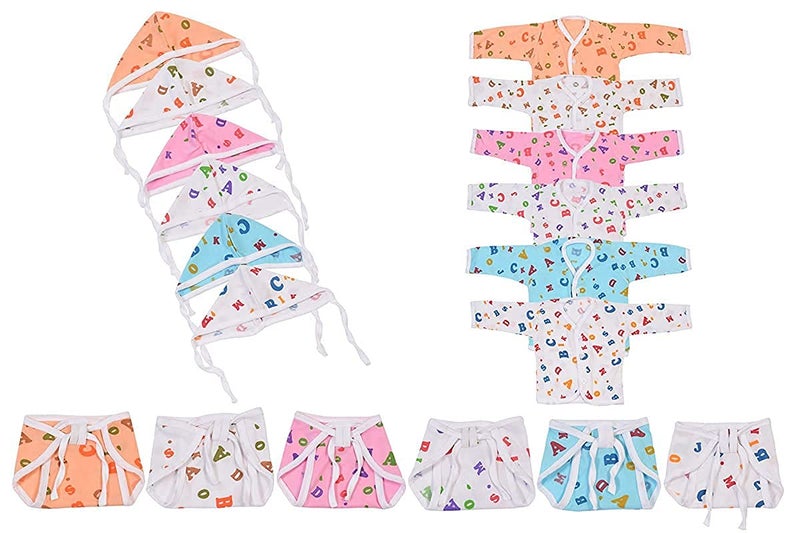 Toddylon New Born Baby Clothes Jhabla Set | Baby Dress | Front Open Shirt | Nappies | Caps | Cotton | Clothing Set | Sleepwear | Gift Combo | Boys & Girls (0-6 Months) - Image 2
