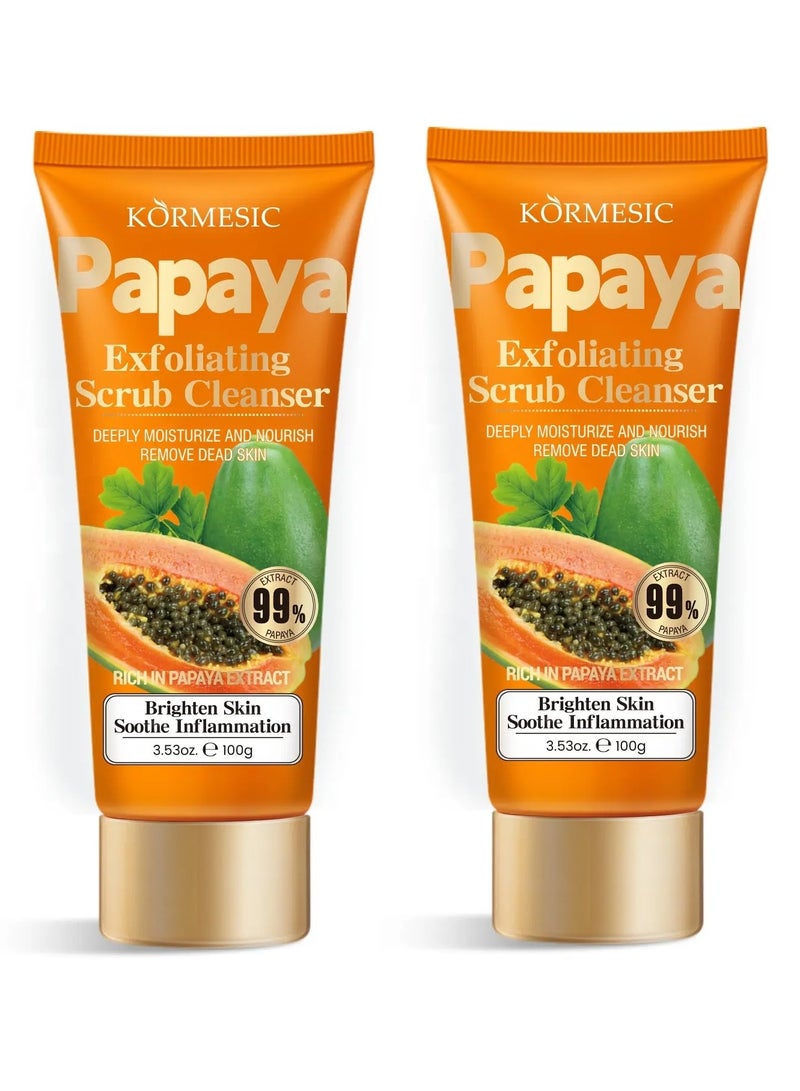 Kormesic 2Pcs Papaya Exfoliating Scrub Cleanser Deep Moisturizing Nourishing Soothing Papaya Exfoliate Scrub Gel with Papayas Extract Remove Dead Skin Reduce Blackheads 2 x 100g - Image 1