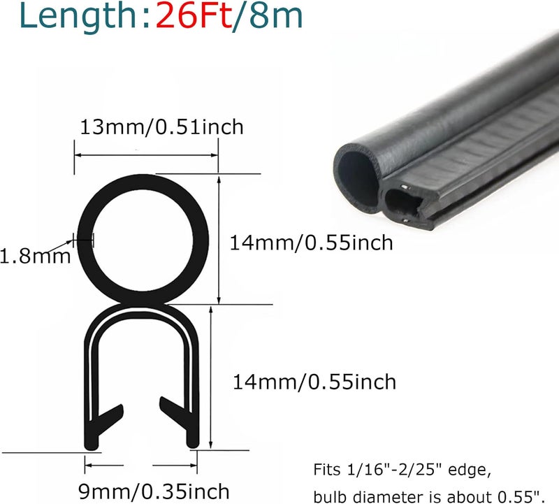 Tintvent Car Door Rubber Seal Strip - 26Ft - Image 2