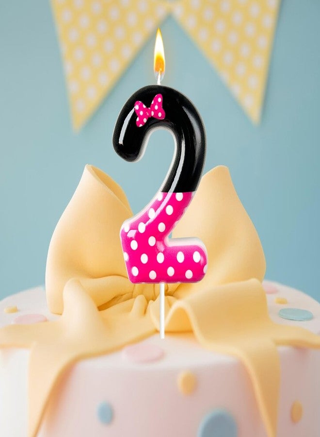 JonesLi 2nd Pink Black Birthday Candles for Girls，Number Birthday Decorations for Girls，Pink Mouse Cake Topper Cupcake Decor，Cartoon Themed Birthday Party Decorations Supplies - Image 4