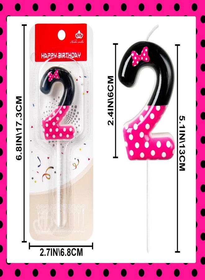 JonesLi 2nd Pink Black Birthday Candles for Girls，Number Birthday Decorations for Girls，Pink Mouse Cake Topper Cupcake Decor，Cartoon Themed Birthday Party Decorations Supplies - Image 2