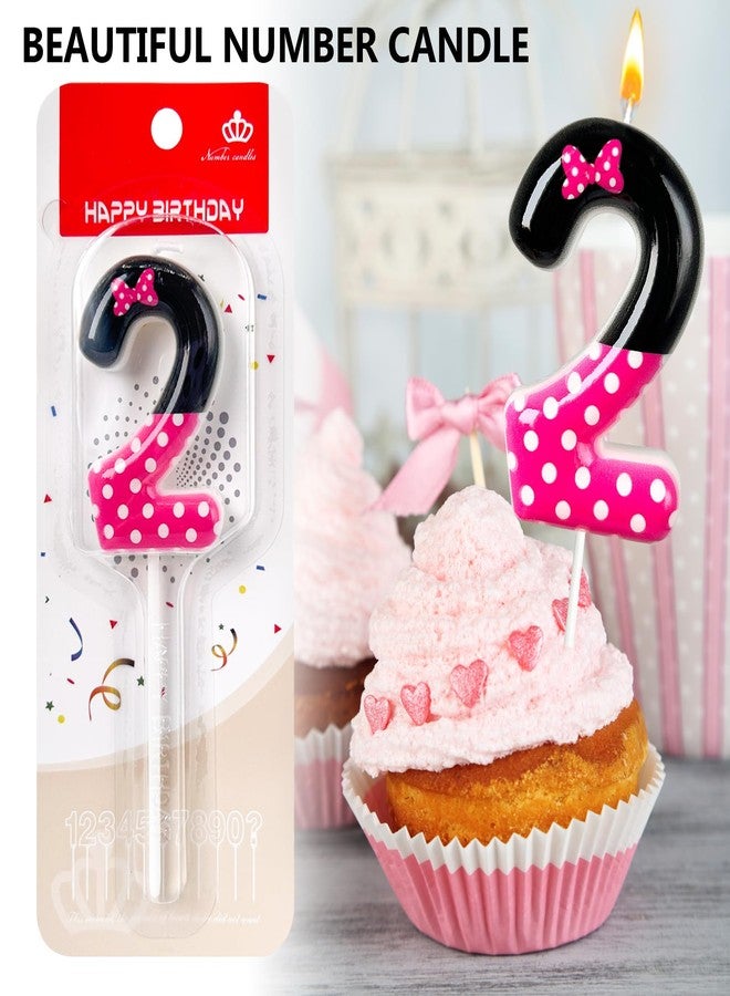 JonesLi 2nd Pink Black Birthday Candles for Girls，Number Birthday Decorations for Girls，Pink Mouse Cake Topper Cupcake Decor，Cartoon Themed Birthday Party Decorations Supplies - Image 5
