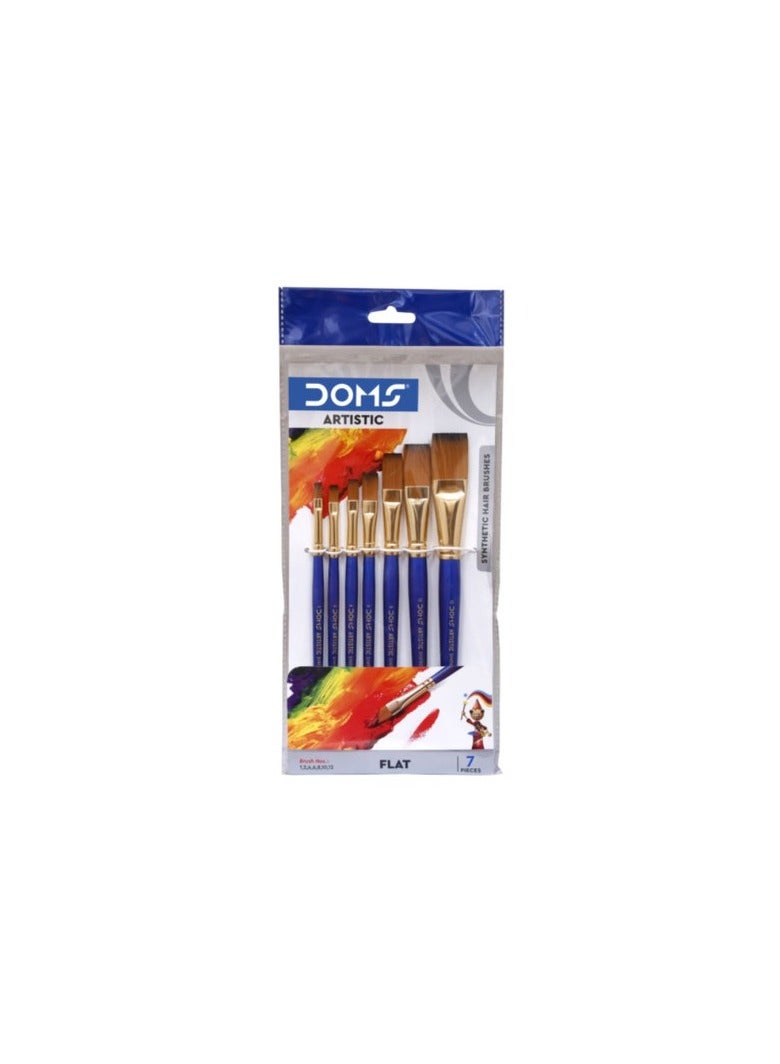 DOMS Synthetic Paint Brush Set (Flat, Pack of 7 x 1 Set)