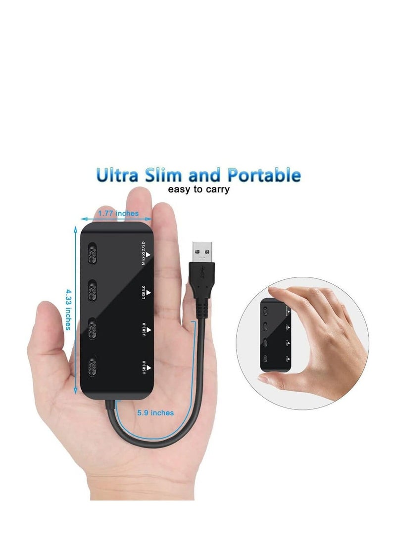 USB Hub with SD Card Reader USB 3.0 Hub with 3 USB Ports and 2 Card Slots SD/Micro SD Card Reader - Image 5