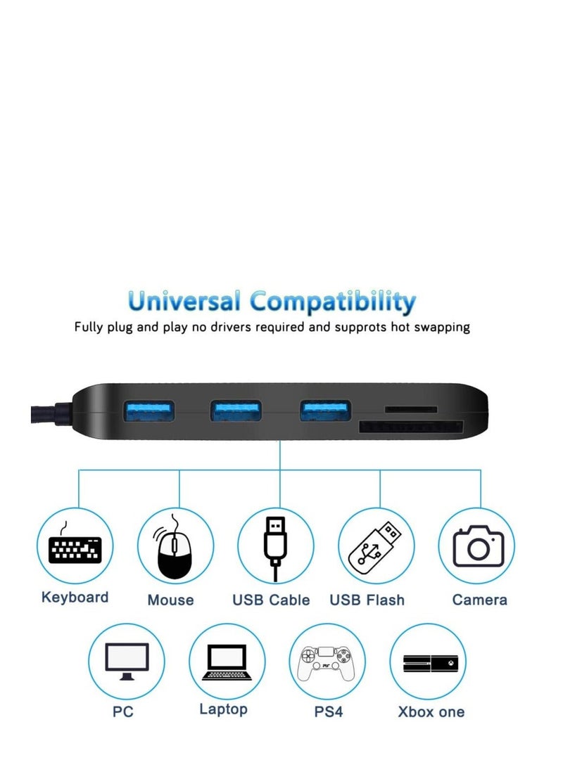 USB Hub with SD Card Reader USB 3.0 Hub with 3 USB Ports and 2 Card Slots SD/Micro SD Card Reader - Image 4