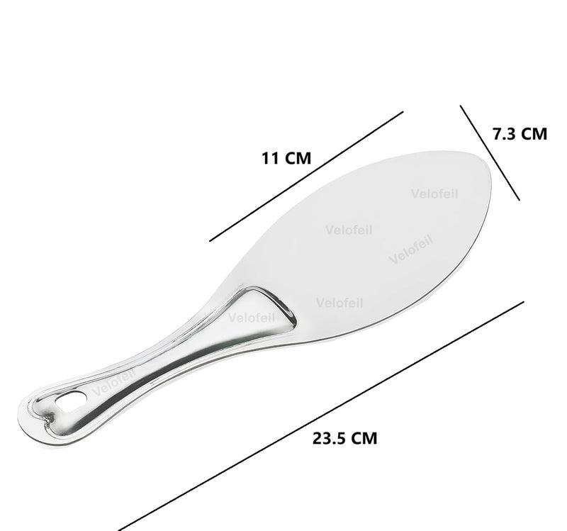 Velofeil Set of 4 Stainless Steel Kitchen Tools 235cm Panja Plain Rice Spoon 315 cm Laddle 305cm Turner Spatula Ideal for Cooking Serving - Image 3