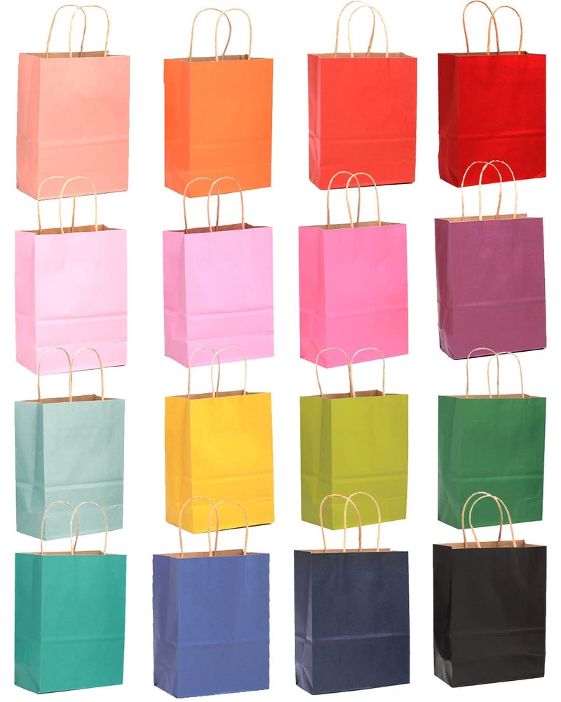 qiqee Medium Size Paper Gift Bags With Handles 10.6"x8.3"x4.3" 16 Solid Colors Party Favor Bagsï¼ˆ16-Packsï¼‰ - Image 4