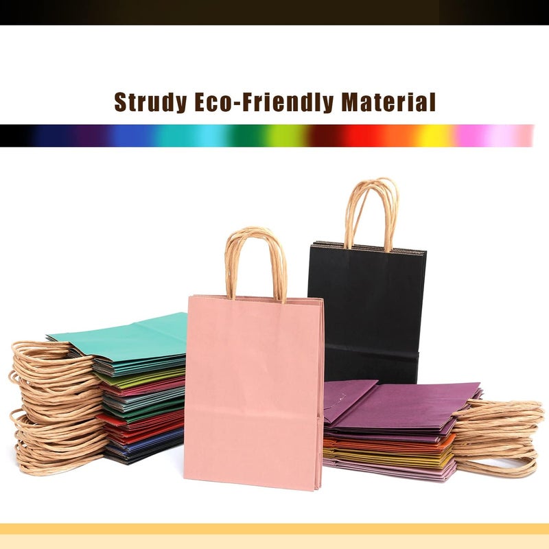 qiqee Medium Size Paper Gift Bags With Handles 10.6"x8.3"x4.3" 16 Solid Colors Party Favor Bagsï¼ˆ16-Packsï¼‰ - Image 3