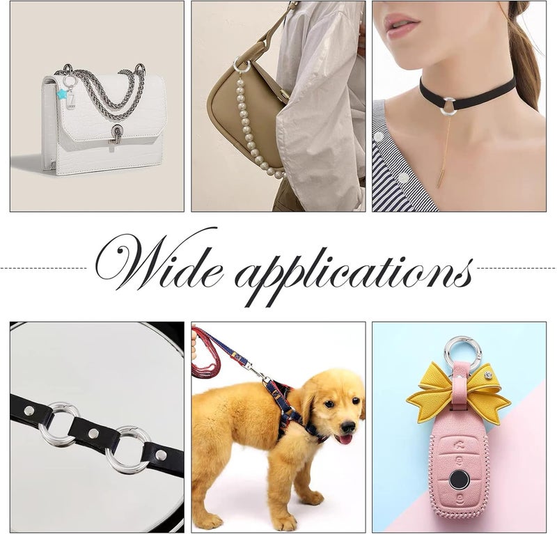 klarako 24 Pieces Spring Gate Rings, 20/25/27/31/38/44mm Spring O Rings Round Loaded Gate Oval Clips Snap Hooks Trigger Spring Keyring Buckle DIY Accessories for Bag Purse Shoulder Strap Key Chains - Image 3