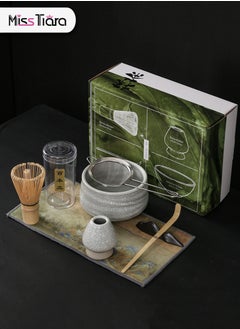 MissTiara Japanese Matcha Tea Set, 7Pcs Matcha Whisk Set with Matcha Bowl, Matcha Bamboo Whisk, Scoop, Whisk Holder, Stainless Steel Tea Sifter, Tea Making Kit Assorted  - Image 1